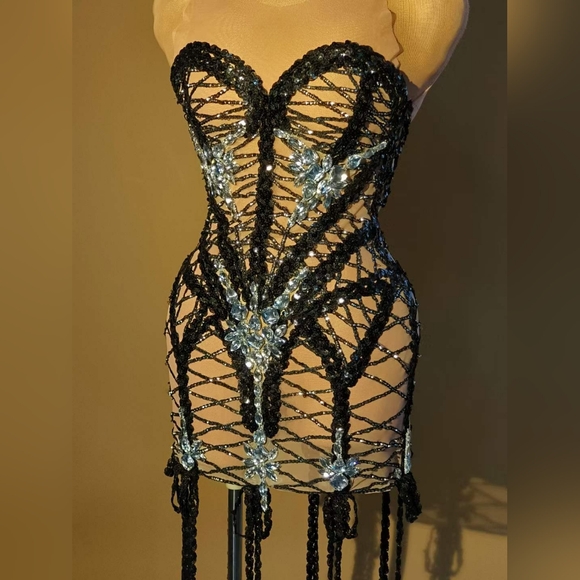 Corsage bodycon crystalized dress - Picture 5 of 5